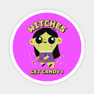 Halloween Cute Witch on a Broomstick Magnet